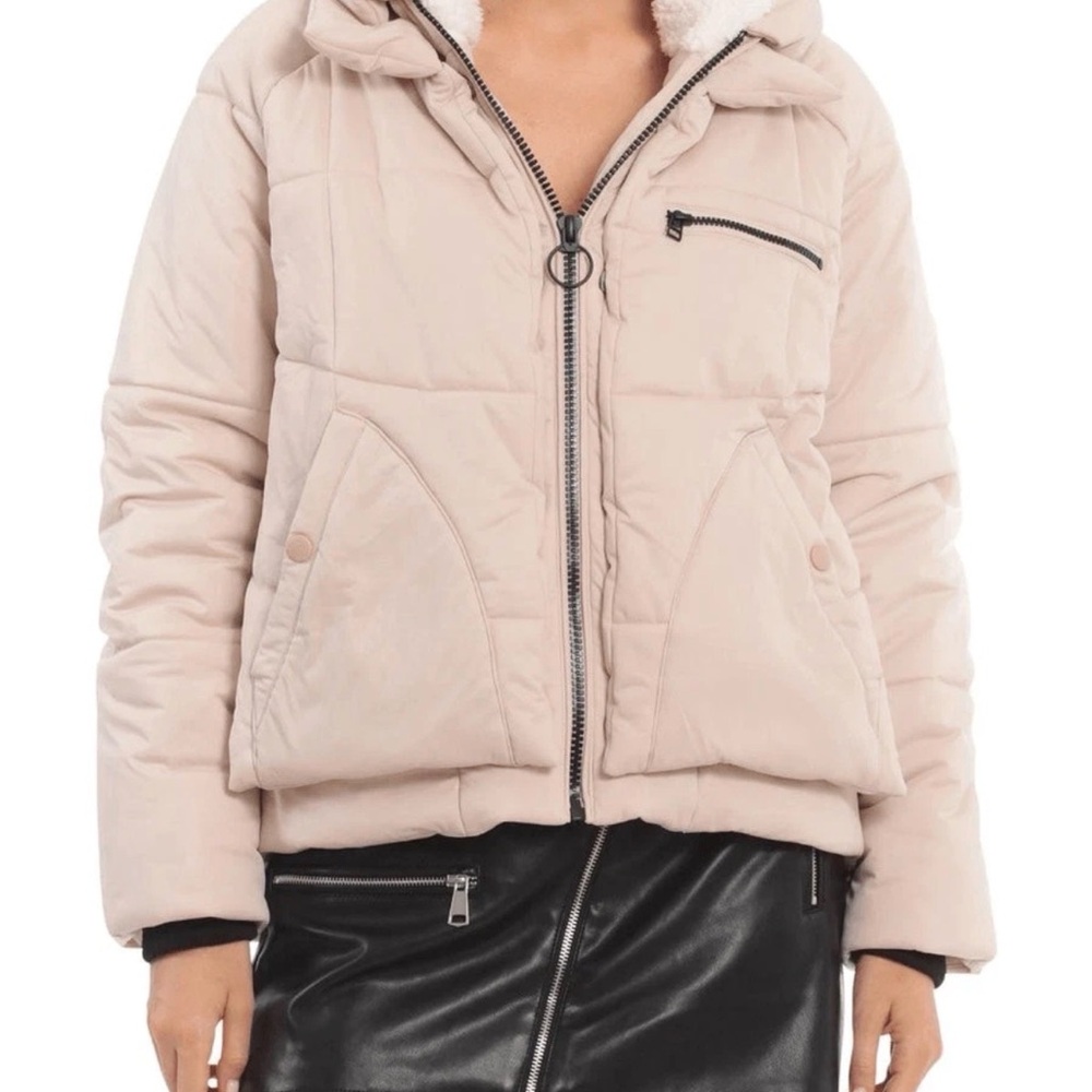 AVEC LES FILLES Womens Cold Weather Warm Puffer Jacket Size Small Beige